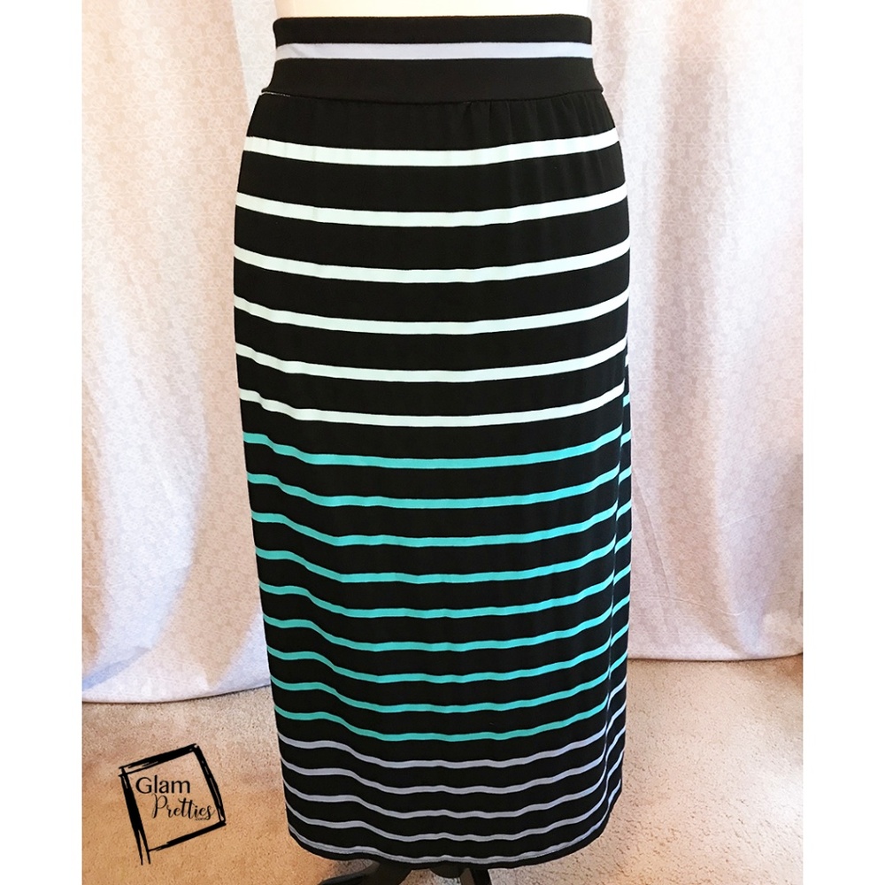 Faded Glory Stripe Knit Maxi Skirt - 3X